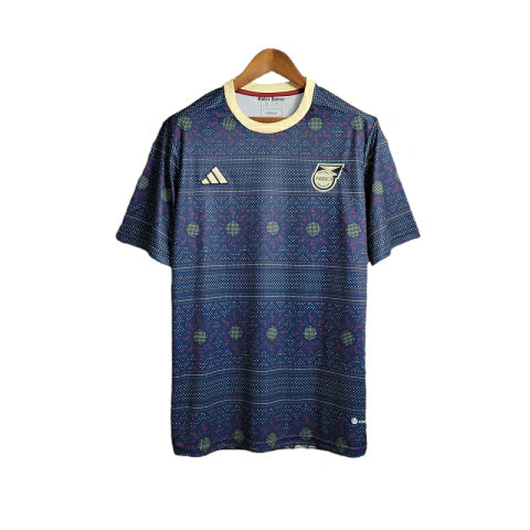 Camisa Seleção Jamaica Treino 23/24 - Torcedor Adidas Masculina - Azul com detalhes em dourado
