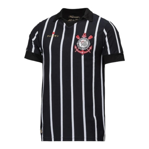 Camisa Retrô Corinthians 2012 - Masculina - Preta com listras brancas