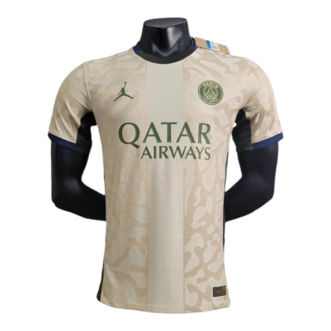 Camisa Paris Saint-Germain IV 24/25 - Jogador Jordan Masculina - Bege com detalhes em verde