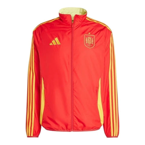 Jaqueta Corta-Vento Seleção Espanha I 24/25 - Masculina Adidas - Vermelha com detalhes em amarelo
