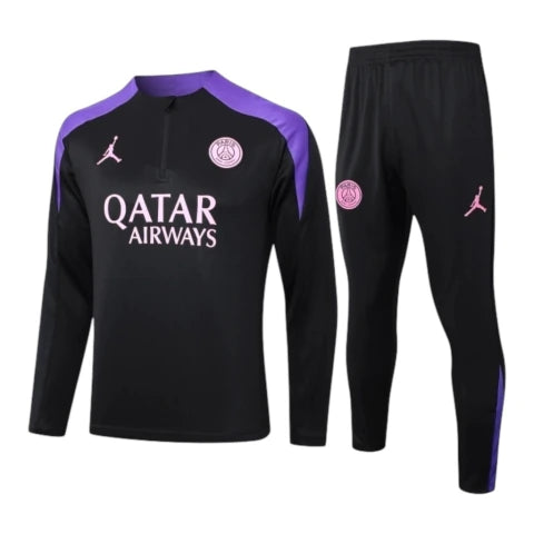 Conjunto Paris Saint-Germain Treino 24/25 - Masculino Jordan - Preto com detalhes em roxo