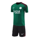 Kit Infantil Paris Saint-Germain Treino 24/25 - Nike - Verde e preto com detalhes em vermelho