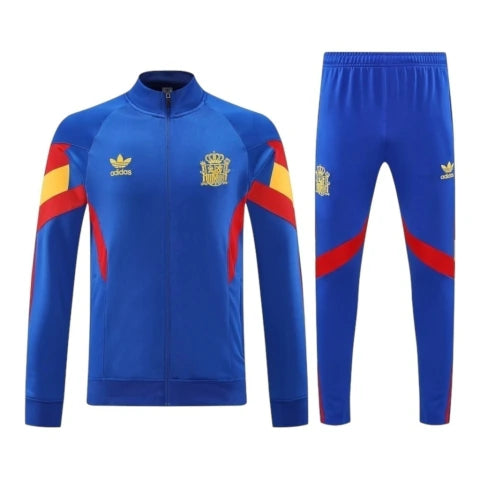 Conjunto Seleção Espanha Treino 25/26 - Masculino Adidas - Azul com detalhes em vermelho e amarelo