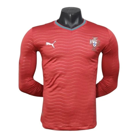 Camisa Seleção Portugal I 26/27 manga longa - Jogador Puma Masculina - Vermelha
