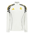 Camisa Real Madrid Pré-jogo Marvel Avengers 25/26 manga longa - Torcedor Adidas Masculina - Branca com detalhes em preto e amarelo
