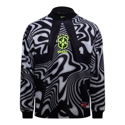 Camisa Seleção Brasileira Goleiro 25/26 manga longa - Torcedor Nike Masculina - Branca e preta