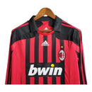 Camisa Retrô AC Milan I 2007/2008 manga longa - Masculina Adidas - Vermelha e preta