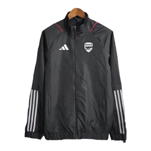 Jaqueta Corta-Vento Arsenal 23/24 - Preta com detalhes em branco e vermelho