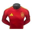 Camisa Seleção Espanha I 24/25 manga longa - Jogador Adidas Masculina - Vermelha com detalhes em amarelo