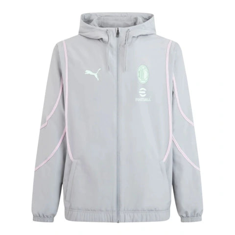 Jaqueta Corta-Vento AC Milan III 24/25 - Masculina Puma - Cinza com detalhes em rosa