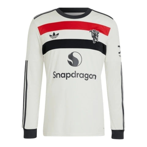 Camisa Manchester United III 24/25 manga longa - Torcedor Adidas Masculina - Branca com detalhes em preto