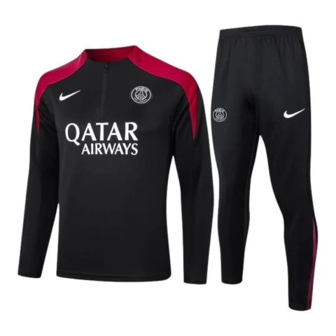 Conjunto Paris Saint-Germain Treino 24/25 - Masculino Nike - Preto com detalhes em vermelho
