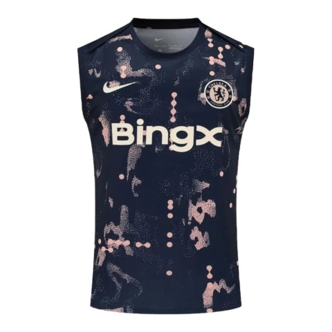 Camisa Regata Chelsea Pré-jogo 24/25 - Torcedor Nike Masculina - Azul com detalhes em salmão