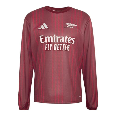 Camisa Arsenal Pré-jogo 25/26 manga longa - Torcedor Adidas Masculina - Bordô