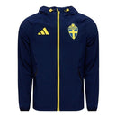 Jaqueta Corta-Vento Seleção Suécia Treino 26/27 - Masculina Adidas - Azul com detalhes em amarelo