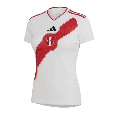 Camisa Seleção Peru I 26/27 - Torcedor Adidas Feminina - Branca com detalhes em vermelho