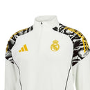 Camisa Real Madrid Pré-jogo Marvel Avengers 25/26 manga longa - Torcedor Adidas Masculina - Branca com detalhes em preto e amarelo