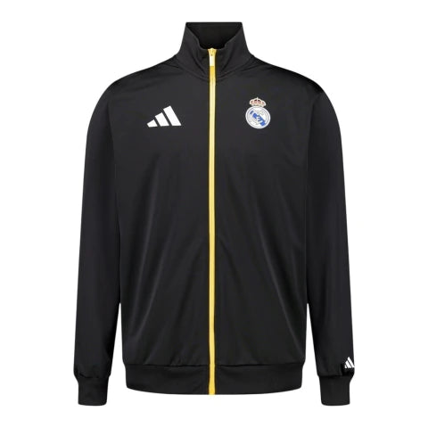 Jaqueta Corta-Vento Real Madrid Marvel Avengers 25/26 - Masculina Adidas - Preta com detalhes em amarelo
