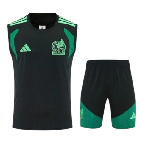 Kit Treino adulto - Camisa e Shorts - Seleção México Adidas 26/27 - Preto e verde