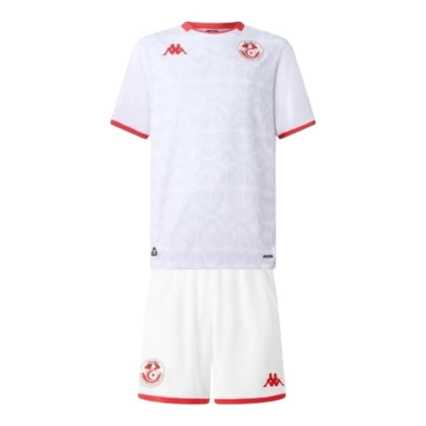 Kit Infantil Seleção Tunísia II 26/27 - Kappa - Branca com detalhes em vermelho