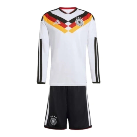 Kit Infantil Seleção Alemanha I 26/27 manga longa - Adidas - Branco e preto