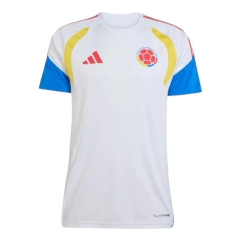 Camisa Seleção Colômbia Treino 26/27 - Torcedor Adidas Feminina - Branca com detalhes em azul e amarelo