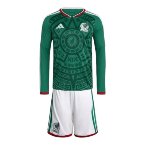 Kit Infantil Seleção México I 26/27 manga longa - Adidas - Verde e branco