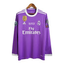 Camisa Retrô Real Madrid II 2017/2018 manga longa - Adidas Masculina - Roxa com detalhes em branca