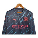 Camisa Manchester City II 23/24 manga longa - Torcedor Puma Masculina - Azul com detalhes em Laranja