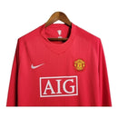 Camisa Retrô Manchester United 2007/2008 manga longa - Masculina Nike - Vermelha com detalhes em branco