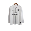 Camisa Retrô Paris Saint-Germain Edição Champions League 2018/2019 manga longa - Masculina Jordan - Branca com detalhes em branco e vermelho e preto