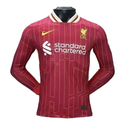 Camisa Liverpool I 24/25 manga longa - Jogador Nike Masculina - Vermelha com detalhes em branco