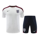 Kit Treino adulto - Camisa e Shorts - Seleção Inglaterra Nike 24/25 - Branco e azul com detalhes vinho