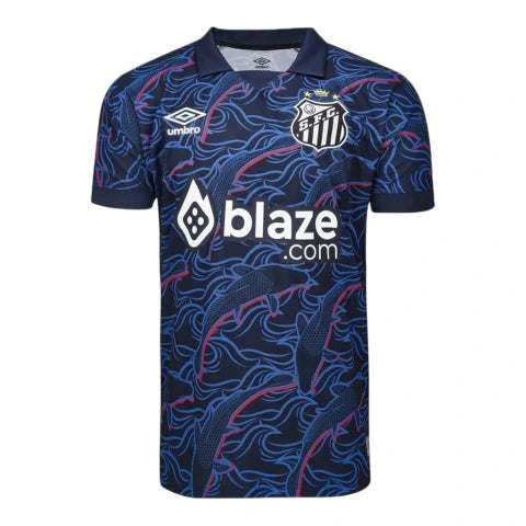 Camisa Santos III 23/24 - Torcedor Umbro Masculina - Azul com detalhes em vermelho