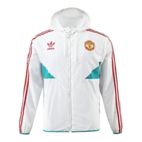 Jaqueta Corta-Vento Manchester United Treino 23/24 - Masculina Adidas - Branca
