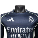 Camisa Real Madrid II 25/26 manga longa - Jogador Adidas Masculina - Azul com detalhes em amarelo