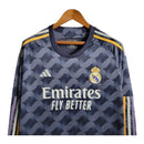 Camisa Real Madrid II 23/24 manga Longa - Torcedor Adidas Masculina - Azul com detalhes em amarelo e branco e roxo
