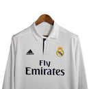 Camisa Retrô Real Madrid I 16/17 manga longa - Masculina Adidas - Branca com detalhes em azul