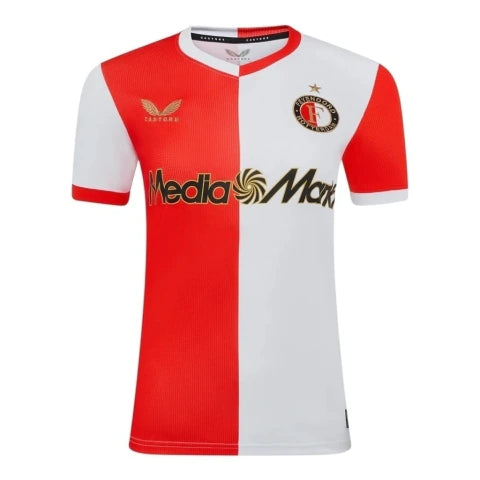 Camisa Feyenoord I 25/26 - Torcedor Castore Feminina - Branca e vermelha