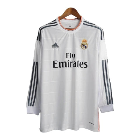 Camisa Retrô Real Madrid I 2013/2014 manga longa - Adidas Masculina - Branca com detalhes em cinza e laranja