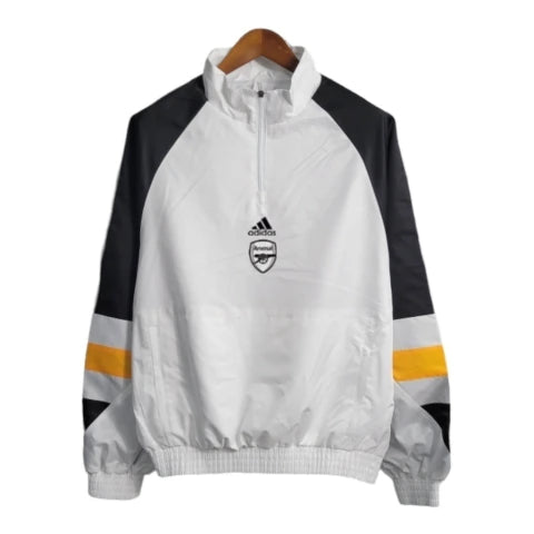 Jaqueta Corta-Vento Arsenal 23/24 - Branca com detalhes em preto e amarelo