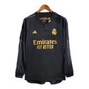 Camisa Real Madrid II 23/24 manga Longa - Torcedor Adidas Masculina - Preta com detalhes em cinza