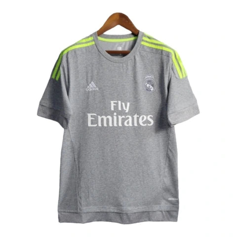 Camisa Retrô Real Madrid II 15/16 - Masculina Adidas - Cinza com detalhes em verde limão