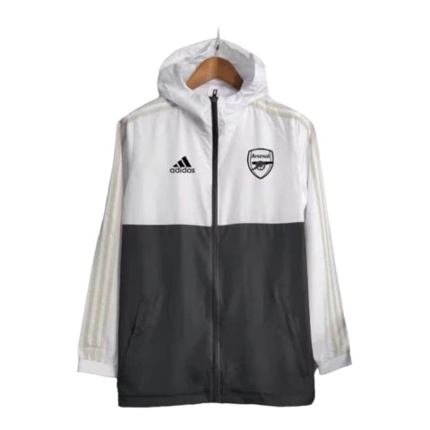 Jaqueta Corta-Vento Arsenal 23/24 - Branca com detalhes em preto e cinza