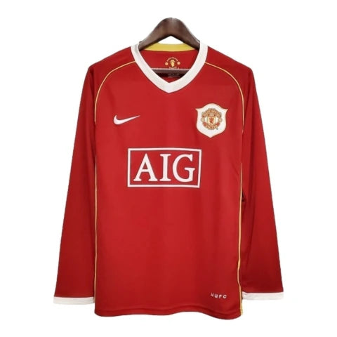 Camisa Retrô Manchester United I 2006/2007 manga longa - Nike Masculina - Vermelha com detalhes em amarelo e branco