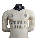 Camisa AC Milan Edição especial 24/25 manga longa - Jogador Puma Masculina - Bege com detalhes em preto