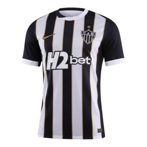 Camisa Atlético Mineiro I 26/27 - Torcedor Nike Masculina - Preta e branca com listras douradas Com Patrocínio