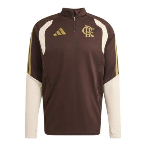 Camisa Flamengo Treino 26/27 manga longa - Torcedor Adidas Masculina - Marrom e bege