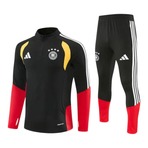 Conjunto Seleção Alemanha Treino 26/27 - Masculino Adidas - Preto com detalhes em vermelho e amarelo