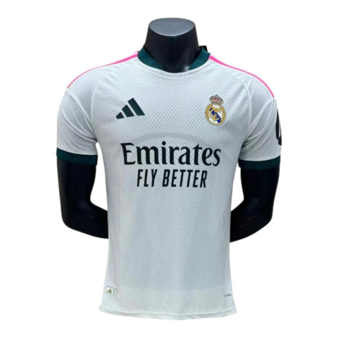 Camisa Real Madrid I 25/26 - Jogador Adidas Masculina - Branca com detalhes em rosa e verde